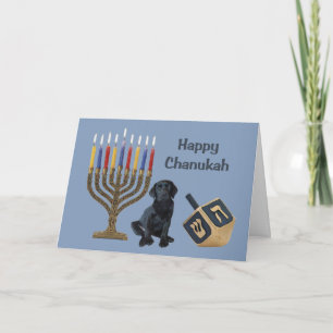 Labrador Retriever Chanukah Card Menorah Dreidel Feiertagskarte