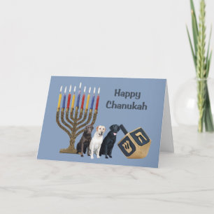 Labrador Retriever Chanukah Card Menorah Dreidel Feiertagskarte