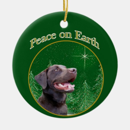 Labrador Retriever (choc) Peace Keramik Ornament (Vorne)