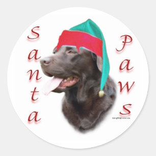Labrador Retriever (choc) Santa Paws Runder Aufkleber