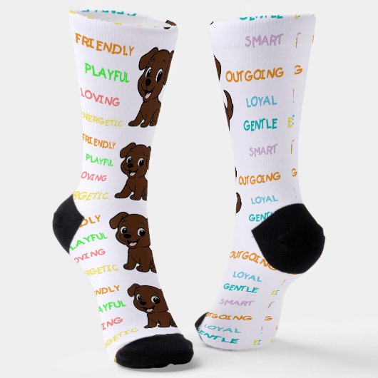 Labrador Retriever Chocoate Cartoon Traits Socken (Gewinkelt)