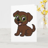 Labrador Retriever Chocolate Lab Cartoon Karte (Gelbe Blume)