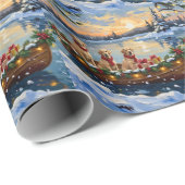 Labrador Retriever Christmas Boat Holiday Geschenkpapier (Rolleneckpunkt)
