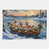 Labrador Retriever Christmas Boat Holiday Geschirrtuch (Horizontal)