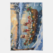 Labrador Retriever Christmas Boat Holiday Geschirrtuch (Vertikal)