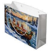 Labrador Retriever Christmas Boat Holiday Große Geschenktüte (Rückseite Schrägansicht)