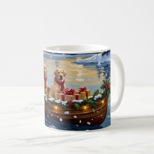Labrador Retriever Christmas Boat Holiday Kaffeetasse (VorderseiteRechts)