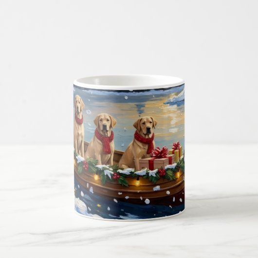 Labrador Retriever Christmas Boat Holiday Kaffeetasse (Mittel)