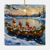 Labrador Retriever Christmas Boat Holiday Keramikornament (Rückseite)