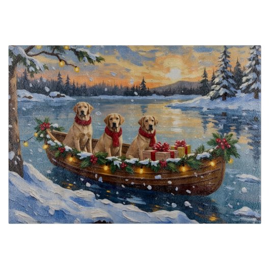 Labrador Retriever Christmas Boat Holiday Schneidebrett (Vorderseite)