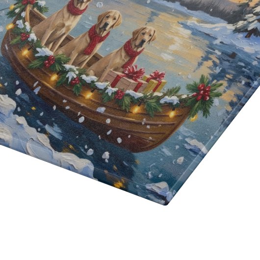 Labrador Retriever Christmas Boat Holiday Schneidebrett (Ecke)