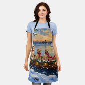 Labrador Retriever Christmas Boat Holiday Schürze (Getragen)