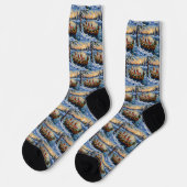 Labrador Retriever Christmas Boat Holiday Socken (Linkes Detail)