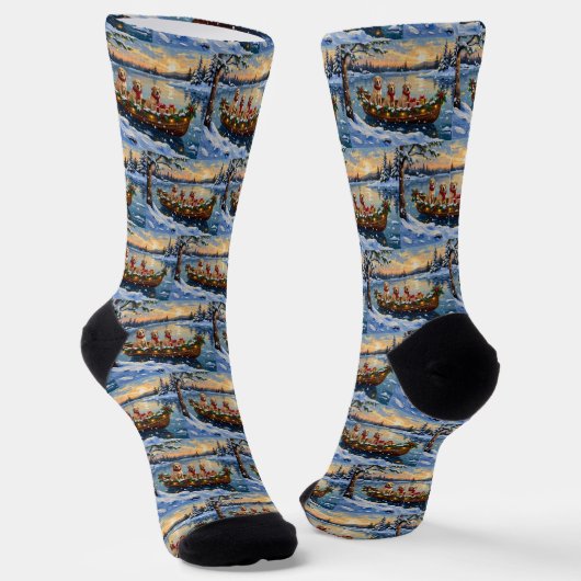 Labrador Retriever Christmas Boat Holiday Socken (Gewinkelt)