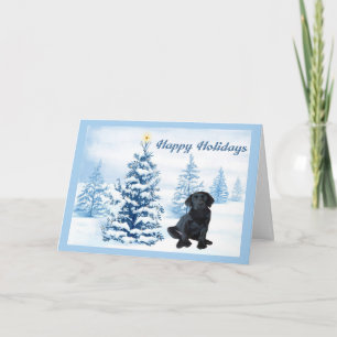 Labrador Retriever Christmas Card Blue Tree10 Feiertagskarte
