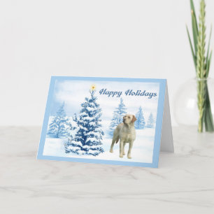 Labrador Retriever Christmas Card Blue Tree6 Feiertagskarte