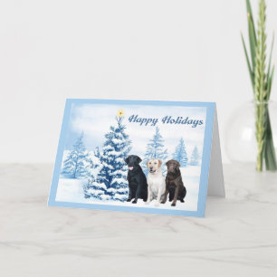 Labrador Retriever Christmas Card Blue Tree9 Feiertagskarte