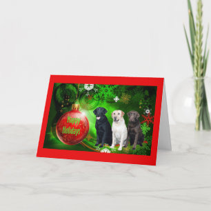 Labrador Retriever Christmas Card Red Ball10 Feiertagskarte