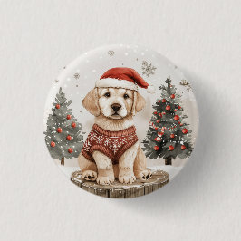 Labrador Retriever Christmas Dog Button