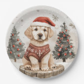 Labrador Retriever Christmas Dog Pappteller (Vorderseite)