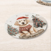 Labrador Retriever Christmas Dog Runder Pappuntersetzer (Angewinkelt)