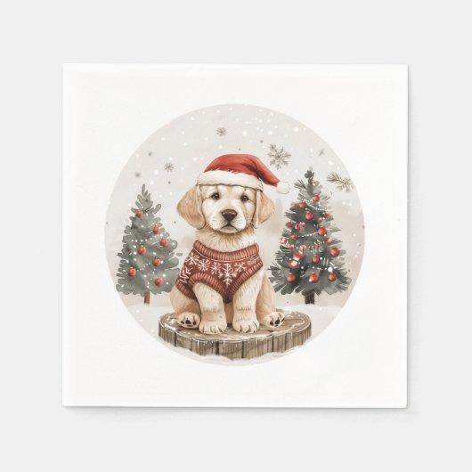 Labrador Retriever Christmas Dog Serviette (Vorderseite)