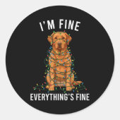 Labrador Retriever Christmas I'm Fine Everything I Runder Aufkleber (Vorderseite)