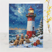 Labrador Retriever Christmas Lighthouse Holiday Karte (Gelbe Blume)