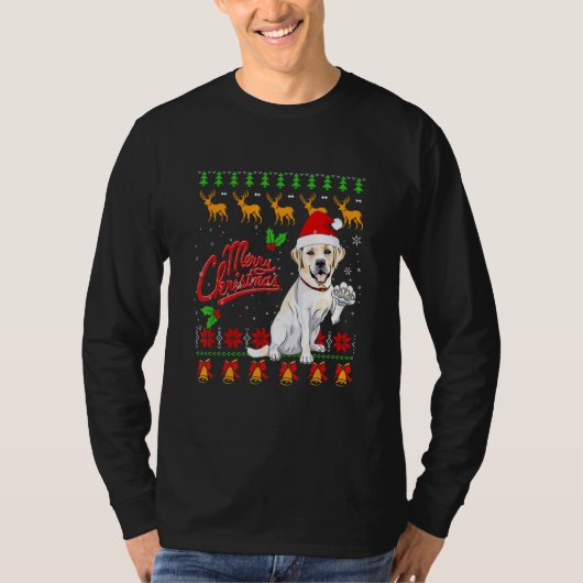 Labrador Retriever Christmas Lights Santa Hat Dog T-Shirt (Vorderseite)