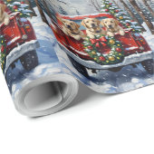 Labrador Retriever Christmas Red Truck Holiday Geschenkpapier (Rolleneckpunkt)