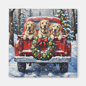 Labrador Retriever Christmas Red Truck Holiday Magnet (Vorne)