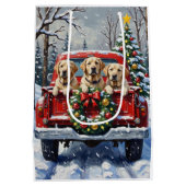 Labrador Retriever Christmas Red Truck Holiday Mittlere Geschenktüte (Rückseite)