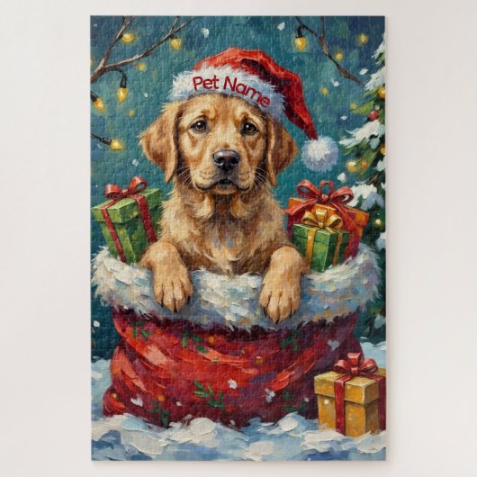 Labrador Retriever Christmas Santa Bag Adventure Puzzle (Vertikal)