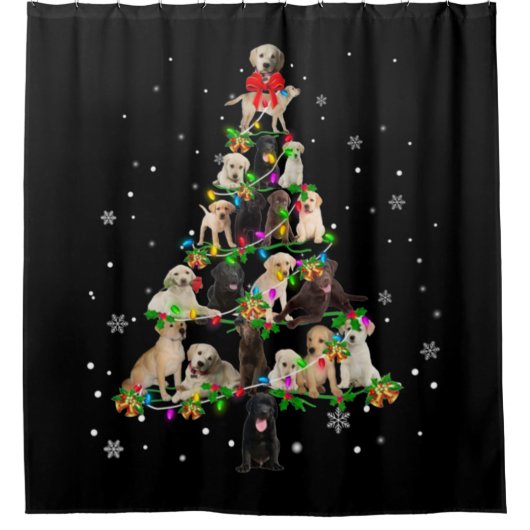 Labrador Retriever Christmas Tree X mas Duschvorhang (Vorderseite)