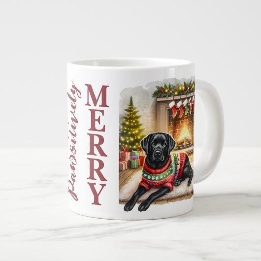 Labrador Retriever Cosy Christmas Puppy Dodge Jumbo-Tasse (Vorderseite Rechts)