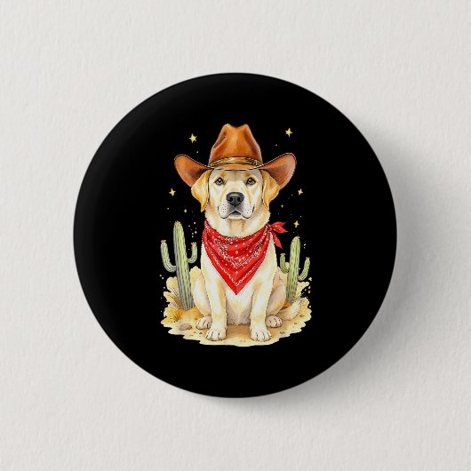 Labrador Retriever Cowboy Dog Western Llabrador Co Button (Vorderseite)