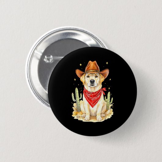Labrador Retriever Cowboy Dog Western Llabrador Co Button (Vorne & Hinten)