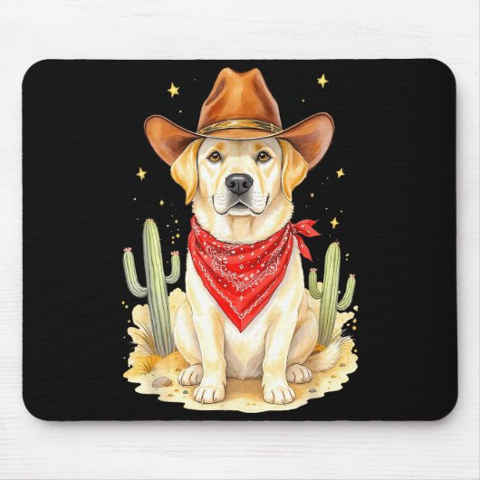 Labrador Retriever Cowboy Dog Western Llabrador Co Mousepad (Vorne)