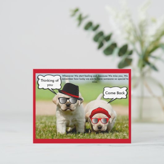 Labrador Retriever denkt daran, dass du zurückkomm Postkarte (Stehend Vorderseite)