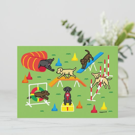 Labrador Retriever Dog Agility Party Einladung (Stehend Vorderseite)