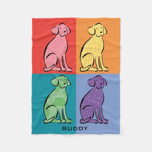 Labrador Retriever Dog Art Color Blocks Name Fleecedecke (Vorderseite)