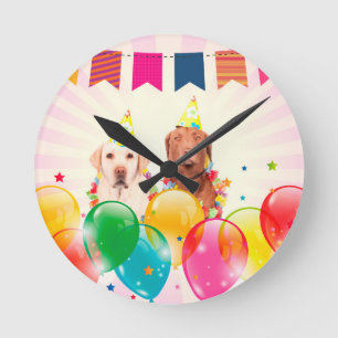 Labrador Retriever Dog Balloons Geburtstag Runde Wanduhr