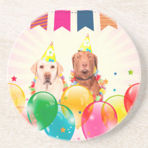 Labrador Retriever Dog Balloons Geburtstag Sandstein Untersetzer