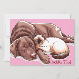 Labrador Retriever Dog Cat Cuddle Holiday Card Feiertagskarte
