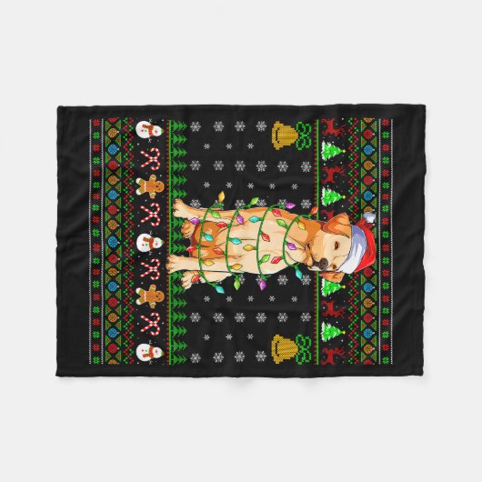 Labrador Retriever Dog Christmas Lights Ugly Sweat Fleecedecke (Vorderseite (Horizontal))