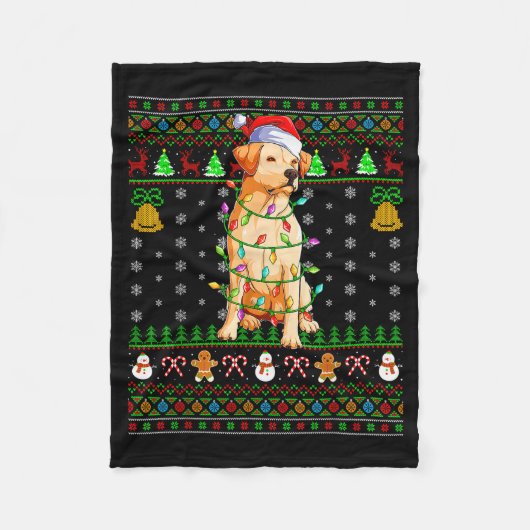 Labrador Retriever Dog Christmas Lights Ugly Sweat Fleecedecke (Vorderseite)