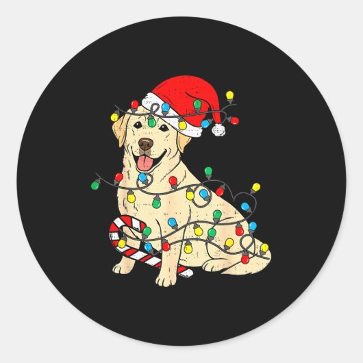 Labrador Retriever Dog Christmas Lights Xmas Pet D Runder Aufkleber (Vorderseite)