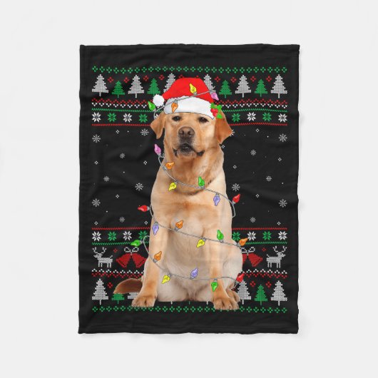 Labrador Retriever Dog Christmas Ugly Sweater Ligh Fleecedecke (Vorderseite)