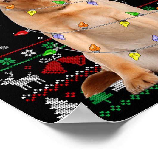 Labrador Retriever Dog Christmas Ugly Sweater Ligh Poster (Ecke)