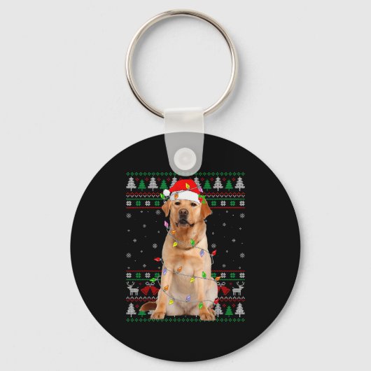 Labrador Retriever Dog Christmas Ugly Sweater Ligh Schlüsselanhänger (Vorderseite)